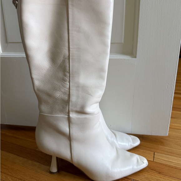 Sam Edelman Shoes - Sam Edelman White Knee-High Leather Heeled Boots
